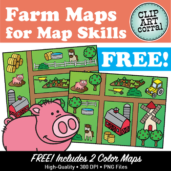 Preview of FREE! Map Skills Farm Maps Clipart Sampler