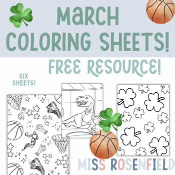 Preview of FREE March Themed St. Patrick and March Madness Coloring Sheet