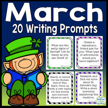 FREE March Writing Prompts for Kids Task Cards: 20 March Writing Ideas