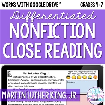 Preview of Martin Luther King, Jr. Close Reading Passages and Questions (Online)