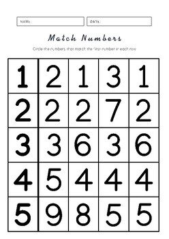 FREE Match Numbers 1-10 by Milyn Learn | TPT