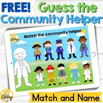 Preview of FREE Match the Community Helper Boom Cards