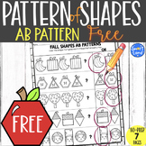 FREE Math AB Patterns of SHAPES worksheets | Fall