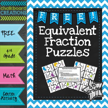 Preview of FREE Math Center: Equivalent Fraction Puzzles