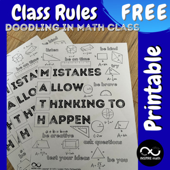Preview of FREE Math Class Rules Doodling | Mistakes Allow Thinking to Happen Printable