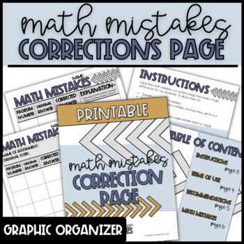 Preview of FREE Math Correction Page - Math Test Corrections Worksheet - Error Analysis