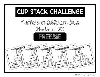 Preview of FREE Math Cup Stack Challenge Numeral Recognition