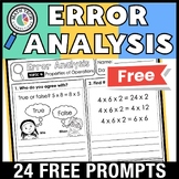 FREE Math Error Analysis Warm Ups, Journal Prompts, Math R