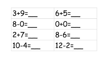 Preview of FREE Math Facts Fluency and Word Problems within 20