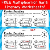 FREE Math Literacy Factor Families Worksheet- Multiples of 2!