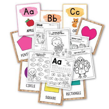 Preview of FREE Math & Literacy Worksheets for Preschool and Kindergarten 250 Pages