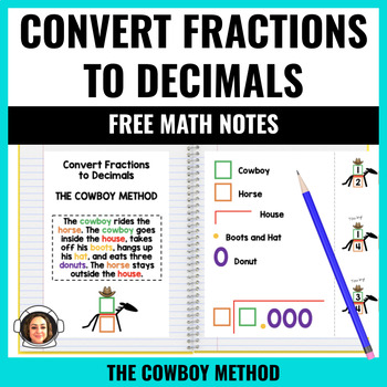 Preview of FREE Math Notes - Convert Fractions to Decimals (Cowboy Method)