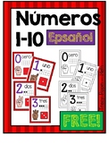 FREE Math Number Posters 0 to 10 SPANISH ESPANOL