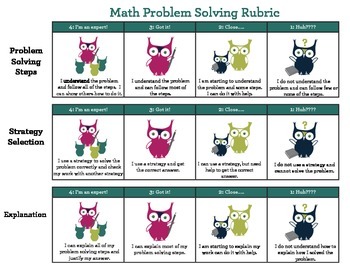 Preview of FREE Math Problem Solving Rubric and Math Frame 