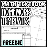 FREE Math Textbook Homework Templates - Student Work Organ