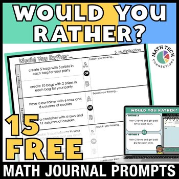 Preview of FREE Math Warm Ups - Would You Rather Math Journal Prompts Grades 3-5