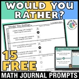 FREE Math Warm Ups - Would You Rather Math Journal Prompts