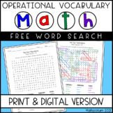 FREE Math Word Search- Operational Vocabulary