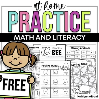 Preview of FREE Math and Literacy Packet - Practice at Home - Distance Learning