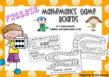 FREE Mathematics Game Boards with numbers to 20 ~ Miss Mac Attack