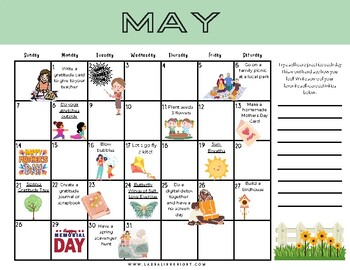 FREE May 2023 Self-Care Calendar for Kids by Laura Knight | TPT