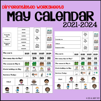 FREE May Calendar Sheet Morning Routine Special Education TPT