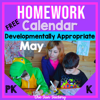 Preview of FREE May Homework Calendars - Developmentally Appropriate