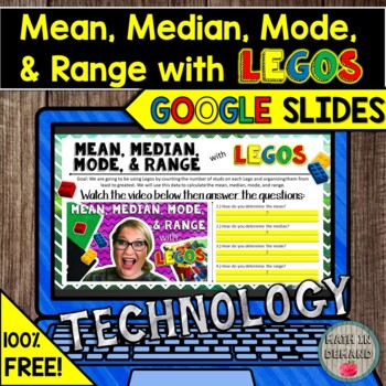 Preview of FREE Mean, Median, Mode, and Range with Legos in Google Slides Distance Learning