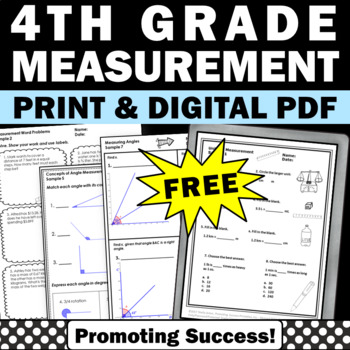 Preview of FREE Angles Worksheets 4th Grade How to Use Protractor Practice Types of Angles