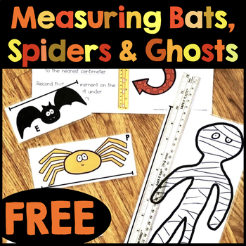 Preview of FREE Measuring Bats, Spiders & Ghosts Halloween Activity