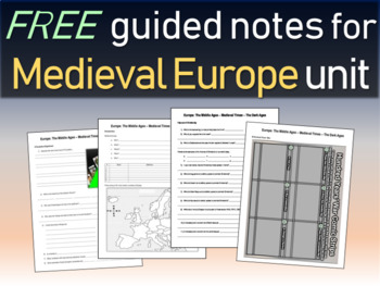 Preview of FREE! Medieval Europe Unit (Middle Ages/Dark Ages) Structured Notes (7 pages)