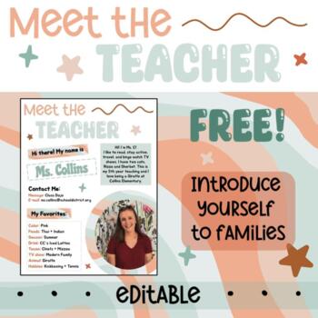 Preview of FREE - Meet the Teacher - Editable Template - Back to School - Pastel 