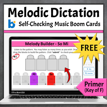 Preview of FREE Elementary Music Class Melodic Dictation Activities Key of F - Primer