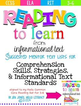 Preview of FREE Mentor Text Lists for Common Core Reading Informational Standards {3-6}