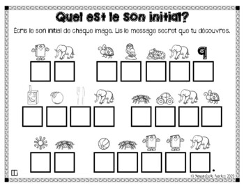 Preview of FREE Message secret: Le son initial- Conscience phono. (FRENCH)
