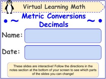 Preview of FREE Metric Conversions Whole Number and Decimals Interactive Activity