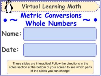 Preview of FREE Metric Conversions of Whole Numbers