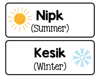 Preview of FREE Mi'kmaq Word Wall | Seasons, Calendar and Common Phrases