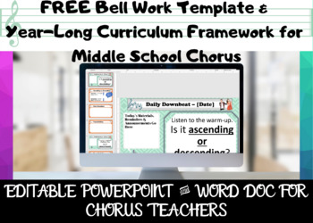Preview of FREE Middle School Chorus Year-Long Curriculum Outline & Bell Work Template