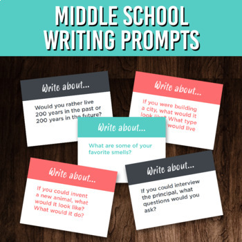 Preview of FREE Middle School Creative Writing Prompts Task Cards | 6th, 7th, & 8th Grade