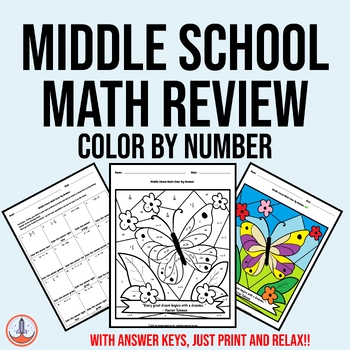 Preview of FREE Middle School Math Review Color by Number: Coloring Activity