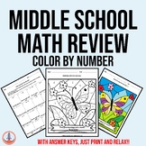 FREE Middle School Math Review Color by Number: Coloring Activity
