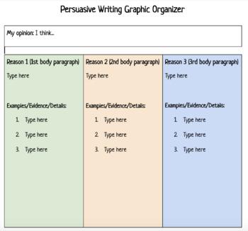 Preview of FREE!!!!! Middle School Persuasive Writing Graphic Organizer - Distance Learning