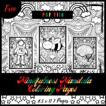 Preview of FREE Mindfulness Mandala Coloring Pages, FREE Kids Printable PDF Coloring Sheets