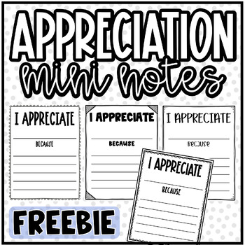 Preview of FREE - Mini Appreciation Notes | For Teachers or Students | Spread Kindness