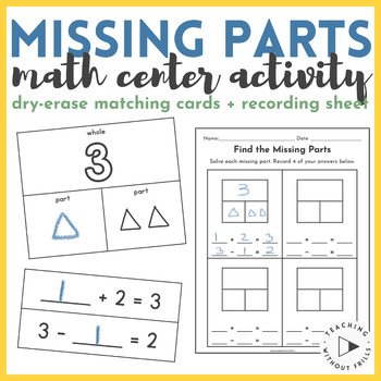 Preview of Missing Addends 1st Grade Math Center Part-Part-Whole & Equation Matching Cards