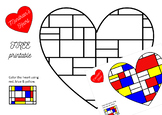FREE 'Mondrian's Heart' Valentines Day Coloring Page