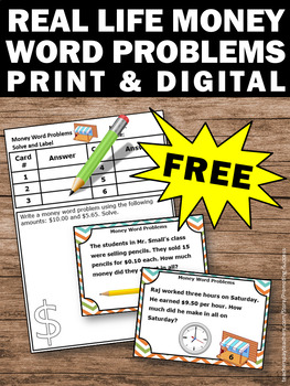 FREE Money Word Problems, 5th Grade Math Task Cards ...