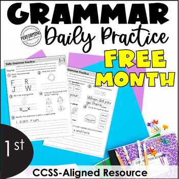 Preview of FREE Month-Long Daily Grammar Practice | 1st Grade Grammar Spiral Review