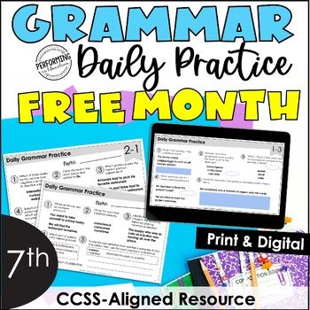 Preview of FREE Month-Long Daily Grammar Practice | 7th Grade Grammar Spiral Review